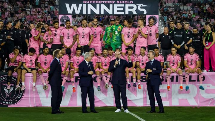 FORT LAUDERDALE, FLORIDA - OCTOBER 19: FIFA President Gianni Infantino during FIFA Club World Cup Miami Announcement x MLS at Chase Stadium on October 19, 2024 in FortLauderdale, Florida. (Photo by Eva Marie Uzcategui - FIFA/FIFA via Getty Images)