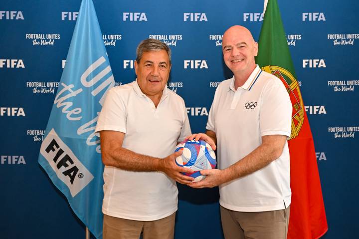 FIFA President Gianni Infantino and FIFA Council Member and Portugal Football Federation President Fernando Gomes