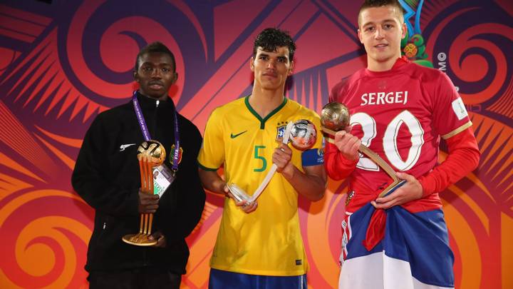 Adama Traore of Mali wins the adidas Golden Ball, Danilo of Brazil wins the Silver ball and Sergej Milinkovic of Serbia wins the Bronze ball 