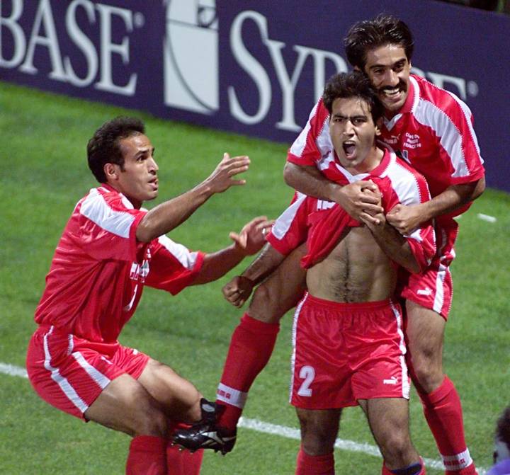 Iranian player Mehdi Mahdavikia scored the second goal for his team v USA 1998