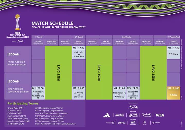 FIFA Club World Cup Saudi Arabia 2023 match schedule