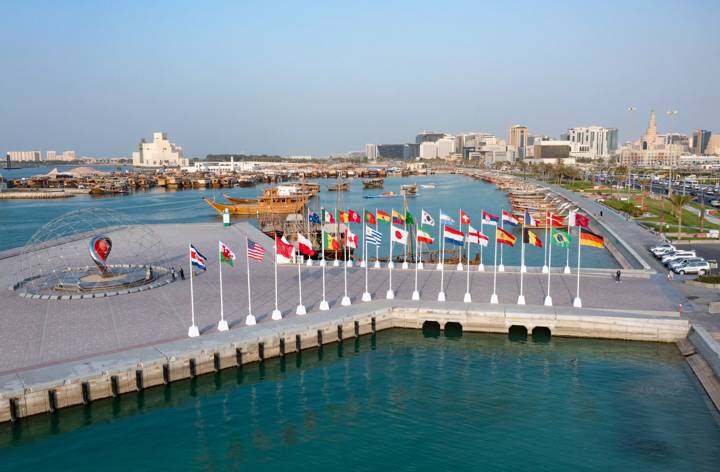 Aerial view of Doha's Corniche