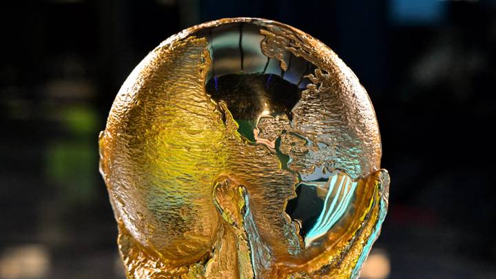 ZURICH, SWITZERLAND - JANUARY 25: A detailed view of FIFA World Cup 26 Winner's Trophy prior to the Concacaf Qualifiers for FIFA World Cup 2026 - Preliminary Draw at Home of FIFA on January 25, 2024 in Zurich, Switzerland. (Photo by Harold Cunningham/FIFA)