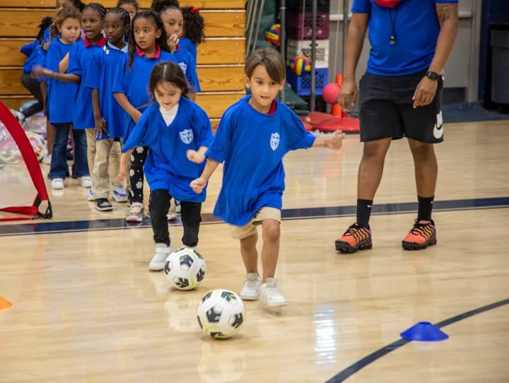 MARIETTA, ATLANTA - OCTOBER 1: A view of football being played at after school program as part of U.S Soccer's Innovate To Grow Initiative on October 1, 2024 in Marietta, Atlanta. (Photo courtesy of U.S Soccer)