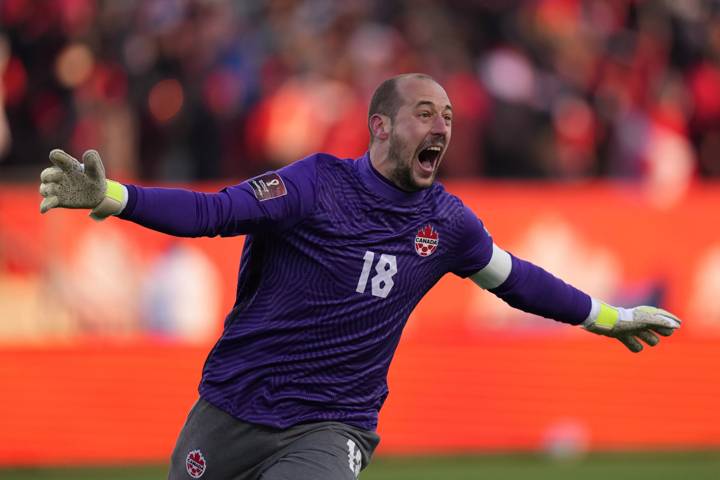 Canada keeper Milan Borjan celebrates after defeating the USA 2-0 in men s World Cup Qualifier at sold out Tim Hortons Field in Hamilton, Ontario Sunday Jan. 30, 2022. Canada News - January 30, 2022.