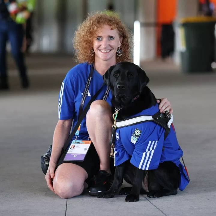 2023 FIFA Women's World Cup volunteer Lisa Reid and her guide dog Romy