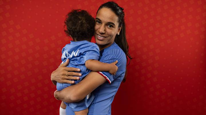 SYDNEY, AUSTRALIA - JULY 16: Amel Majri of France poses for a portrait during the official FIFA Women's World Cup Australia & New Zealand 2023 portrait session on July 16, 2023 in Sydney, Australia. (Photo by Maddie Meyer - FIFA/FIFA via Getty Images)