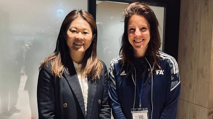 Homare Sawa and Patricia Gonzalez, Team Lead Talent Coaches - FIFA Talent Coaches, at the FIFA Technical Leadership Diploma in Chiba, Japan 