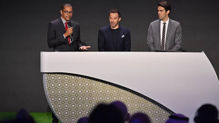 JEDDAH, SAUDI ARABIA - DECEMBER 21: FIFA Legends Gilberto Silva (L), Alessandro Del Piero (C) and Kaka during the FIFA Football Summit 2023 on December 21, 2023 in Jeddah, Saudi Arabia. (Photo by Harold Cunningham/FIFA)