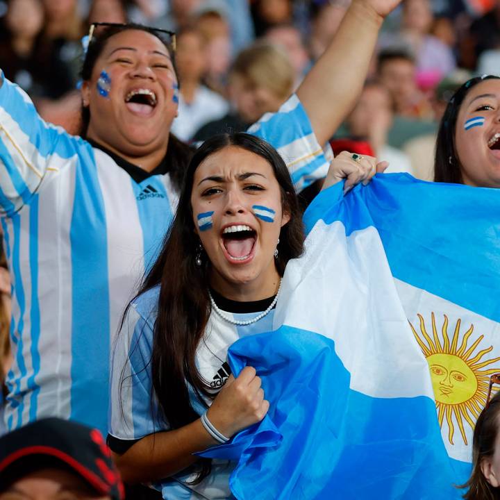 HAMILTON, NEW ZEALAND - FEBRUARY 20: Fans show their support during the International Friendly Match between New Zealand and Argentina which is part of the 2023 FIFA 2023 FIFA Women's World Cup Play Off Tournament at Waikato Stadium on February 20, 2023 in Hamilton, New Zealand. (Photo by Hagen Hopkins - FIFA/FIFA via Getty Images)