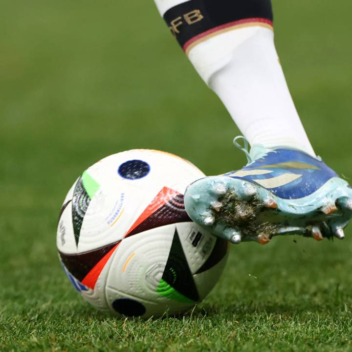 BERLIN, GERMANY - NOVEMBER 18: The Adidas Fussballliebe, Official Match Ball of the UEFA Euro 2024, is seen during an international friendly match between Germany and Turkey at Olympiastadion on November 18, 2023 in Berlin, Germany. (Photo by Maja Hitij/Getty Images)