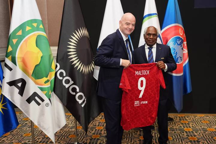 FIFA President Gianni Infantino with FIFA Vice-President and OFC President Lambert Maltock