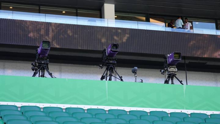 AL RAYYAN, QATAR - NOVEMBER 24: TV Broadcast Cameras Knowledge Capture at Education City Stadium on November 24, 2022 in Al Rayyan, Qatar. (Photo by Alex Caparros - FIFA/FIFA via Getty Images)