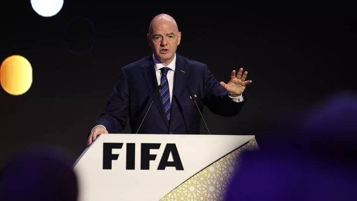 JEDDAH, SAUDI ARABIA - DECEMBER 21: FIFA President Gianni Infantino during the FIFA Football Summit 2023 on December 21, 2023 in Jeddah, Saudi Arabia. (Photo by Yasser Bakhsh - FIFA/FIFA via Getty Images)