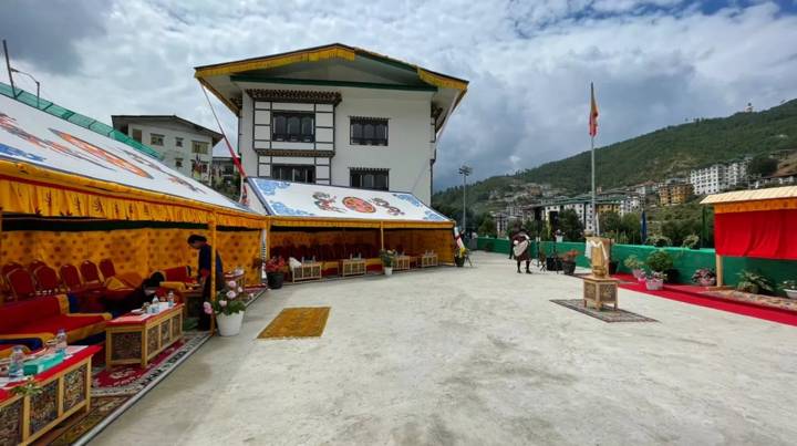 A side view of the Changjiji Football Academy in Bhutan