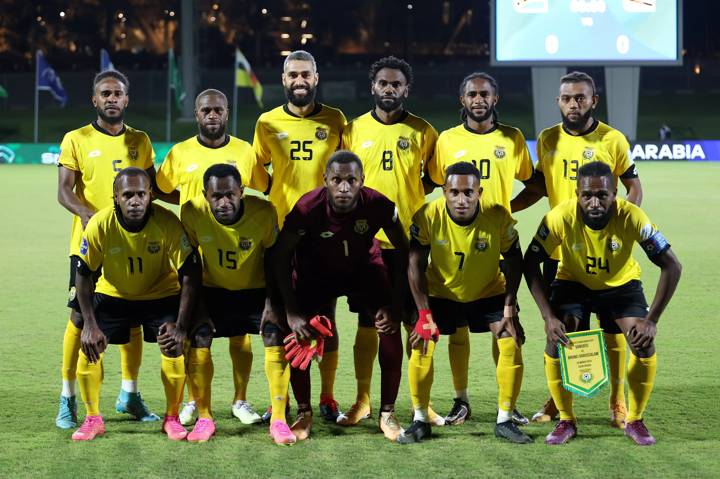 Players of Vanuatu pose for a team photograph