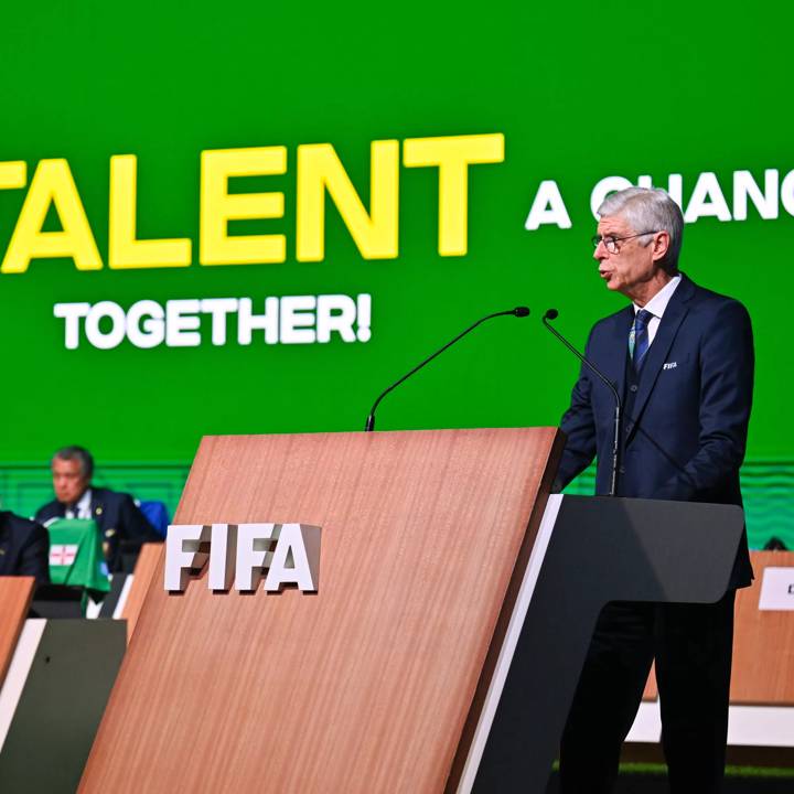 KIGALI, RWANDA - MARCH 16: FIFA Chief of Global Football Development Arsène Wenger during the 73rd FIFA Congress at BK Arena on March 16, 2023 in Kigali, Rwanda. (Photo by Harold Cunningham - FIFA/FIFA Via Getty Images)