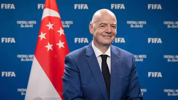 ZURICH, SWITZERLAND - APRIL 04:  FIFA President Gianni Infantino speaks during a piece to camera  message for the FIFA Integrity Summit at the Home of FIFA on April 4, 2024 in Zurich, Switzerland. (Photo by Harold Cunningham/FIFA)