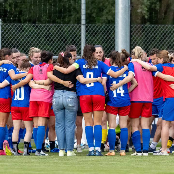 Women's National Team of Liechtenstein comes together during the Friendly match against Namibia.