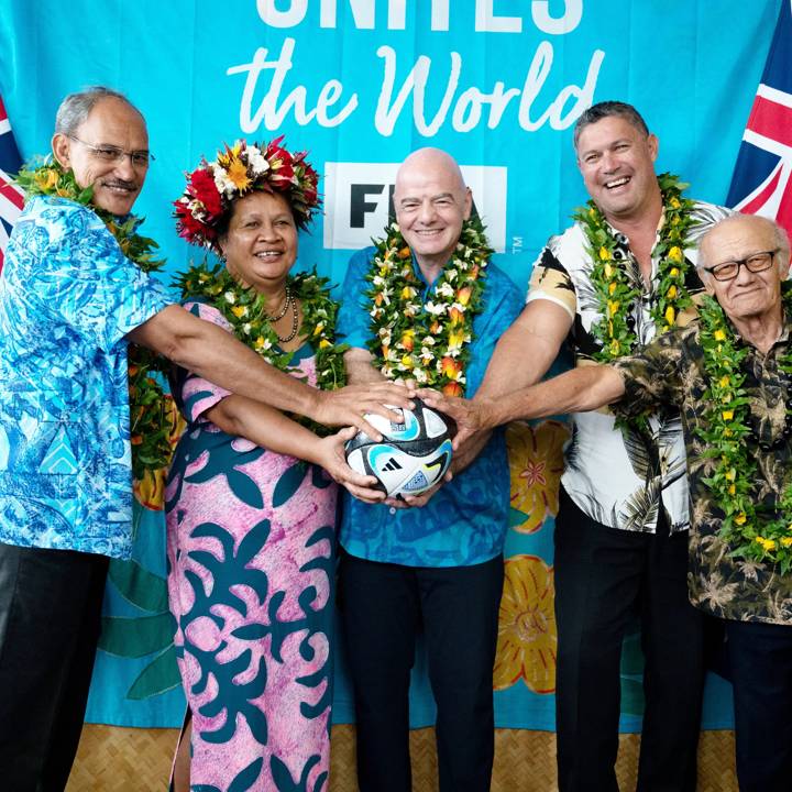 RAROTONGA, COOK ISLANDS - JULY 28: FIFA President Gianni Infantino arrives for his visit to Cook Islands during the FIFA Women's World Cup Australia & New Zealand 2023 on July 28, 2023 in Rarotonga, Cook Islands. (Photo by Jaiah Arai)