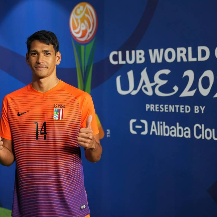 ABU DHABI, UNITED ARAB EMIRATES - FEBRUARY 02: Roonui Tinirauarii of A.S. Pirae poses for a portrait after the A.S. Pirae training session at Mohammed Bin Zayed Stadium ahead of the  FIFA Club World Cup UAE 2021 on February 02, 2022 in Abu Dhabi, United Arab Emirates. (Photo by Angel Martinez - FIFA/FIFA via Getty Images)