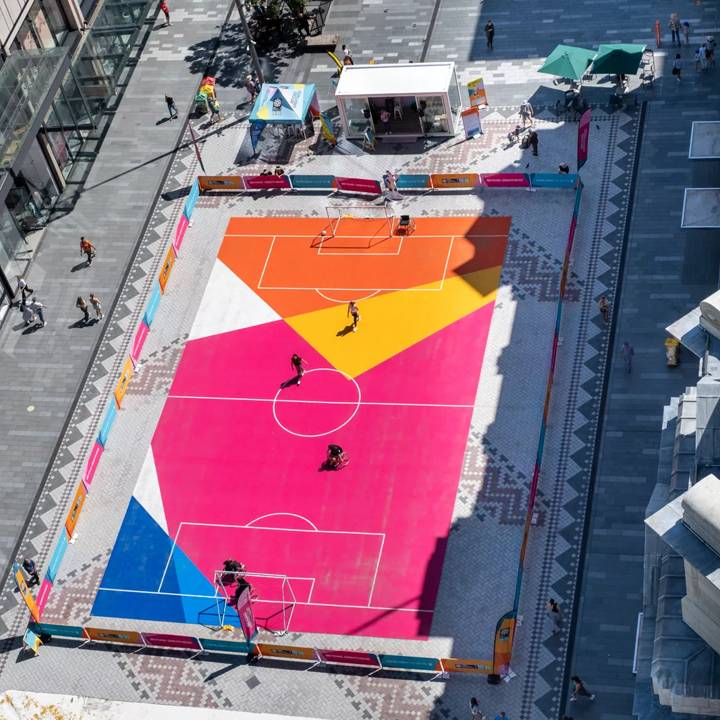 FIFA Women's World Cup Unity Pitch at Te Komititanga Square in the Commercial Bay of Tāmaki Makaurau Auckland 