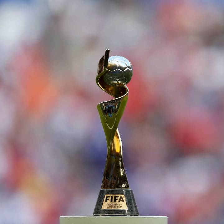 LYON, FRANCE - JULY 07:  The FIFA Women's World Cup Trophy is seen prior to the 2019 FIFA Women's World Cup France Final match between The United States of America and The Netherlands at Stade de Lyon on July 07, 2019 in Lyon, France. (Photo by Naomi Baker - FIFA/FIFA via Getty Images)