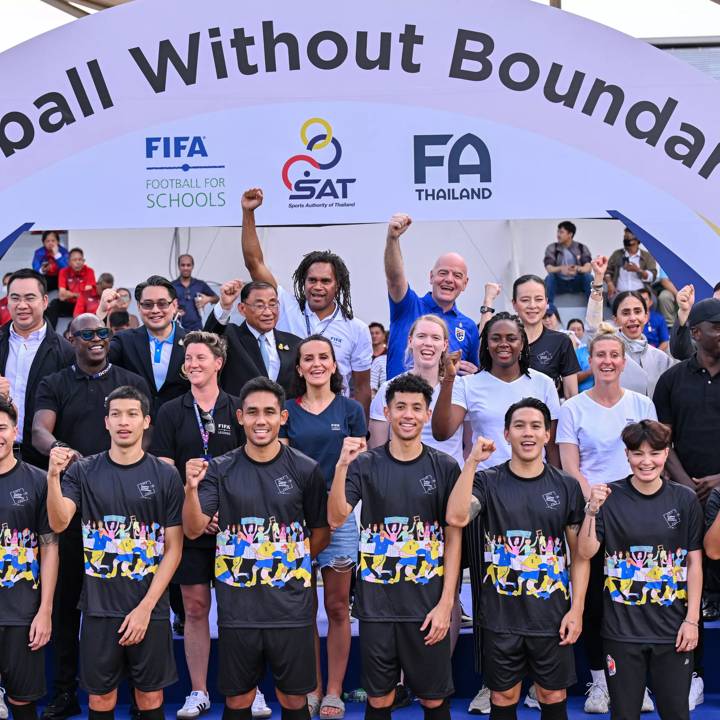 BANGKOK, THAILAND - MAY 17: Group photo during Football for School at The Rajamangala National Stadium on May 17, 2024 in Bangkok, Thailand. (Photo by Harold Cunningham - FIFA)