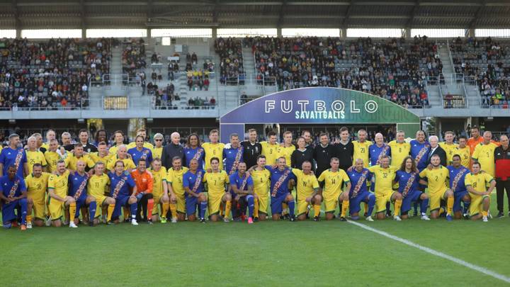 KAUNAS, LITHUANIA - SEPTEMBER 30: FIFA President Gianni Infantino during the match between FIFA Legends and Lithuania Legends at Darius and Girenas Stadium as part of the 100th anniversary of the LFF Celebrations on September 30, 2023 in Kaunas, Lithuania. (Photo by Alius Koroliovas/FIFA)