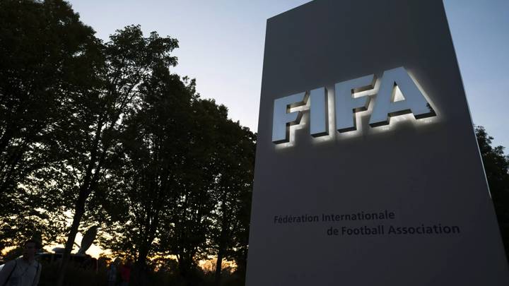 This photo taken on September 25, 2015 shows an entrance sign to the FIFA world football governing body's headquarters in Zurich. AFP PHOTO / FABRICE COFFRINI (Photo by Fabrice COFFRINI / AFP) (Photo by FABRICE COFFRINI/AFP via Getty Images)