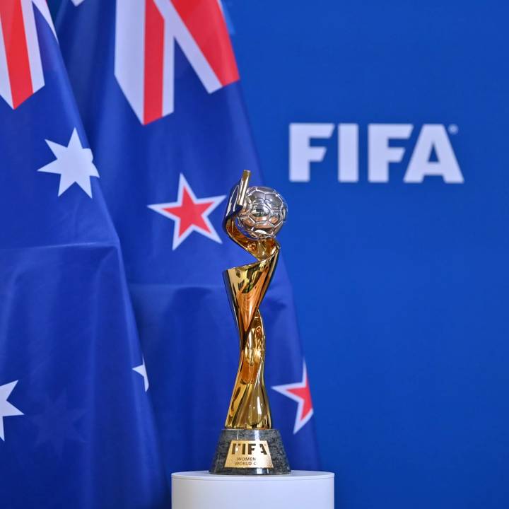 ZURICH, SWITZERLAND - MARCH 31:   FIFA Women's World Cup trophy is displayed during the FIFA Women's World Cup Australia New Zealand 2023 Host Cities Announcement at the FIFA on March 31, 2021 in Zurich, Switzerland. (Photo by Harold Cunningham/FIFA)