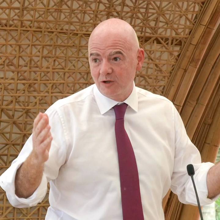 NUSA DUA, INDONESIA - NOVEMBER 15:  FIFA President Gianni Infantino speaks during the G20 Summit FIFA interview on November 15, 2022 in Nusa Dua, Indonesia. (Screengrab by Biro Pers, Media, dan Informasi Sekretariat Presiden)