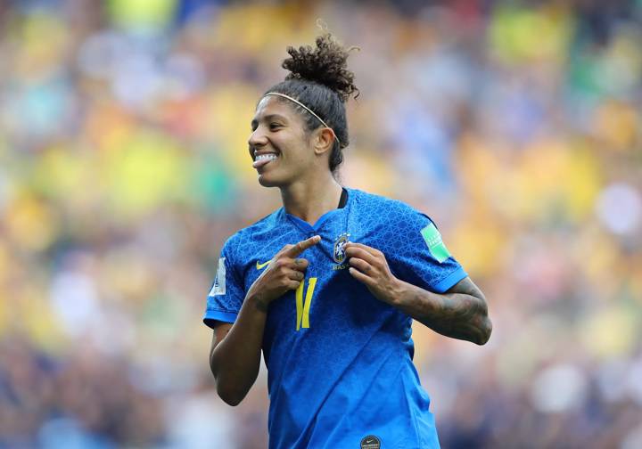 Cristiane of Brazil celebrates after scoring her team's second goal