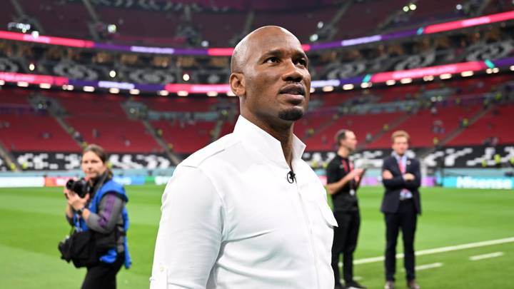 AL KHOR, QATAR - NOVEMBER 25: Didier Drogba is seen prior to the FIFA World Cup Qatar 2022 Group B match between England and USA at Al Bayt Stadium on November 25, 2022 in Al Khor, Qatar. (Photo by Michael Regan - FIFA/FIFA via Getty Images)