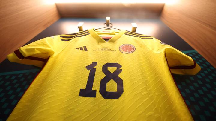 PERTH, AUSTRALIA - AUGUST 03: The shirt of Linda Caicedo is seen in the Colombia dressing room prior to the FIFA Women's World Cup Australia & New Zealand 2023 Group H match between Morocco and Colombia at Perth Rectangular Stadium on August 03, 2023 in Perth / Boorloo, Australia. (Photo by Alex Grimm - FIFA/FIFA via Getty Images)