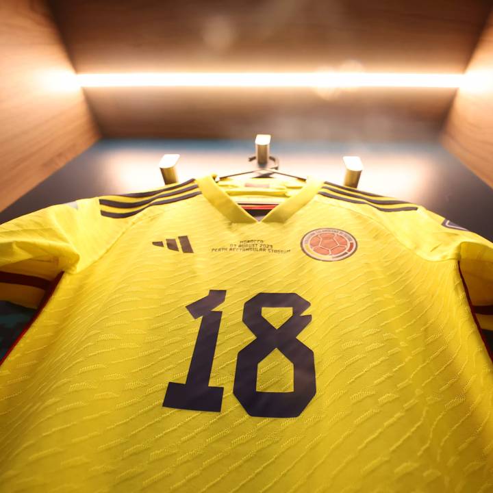 PERTH, AUSTRALIA - AUGUST 03: The shirt of Linda Caicedo is seen in the Colombia dressing room prior to the FIFA Women's World Cup Australia & New Zealand 2023 Group H match between Morocco and Colombia at Perth Rectangular Stadium on August 03, 2023 in Perth / Boorloo, Australia. (Photo by Alex Grimm - FIFA/FIFA via Getty Images)