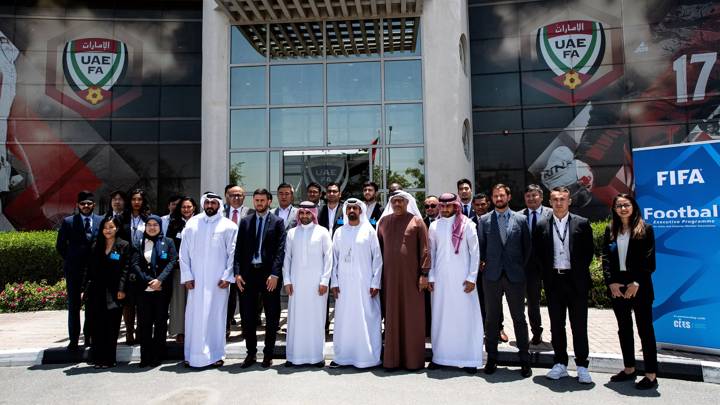 DUBAI, UNITED ARAB EMIRATES - MAY 12: UAE FA officials and FIFA Executive Programme participants at the UAE Football Association on May, 12, 2022 in Dubai, United Arab Emirates. (Photo by Martin Dokoupil - FIFA/FIFA via Getty Images)