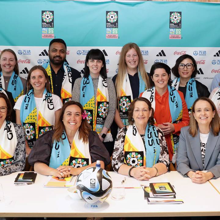 AUCKLAND, NEW ZEALAND - FEBRUARY 24: All the delegates pose for a photo during the FIFA Women's World Cup Legacy Meeting at Voco Hotel on February 24, 2023 in Auckland, New Zealand. (Photo by Dave Rowland/FIFA via Getty Images)